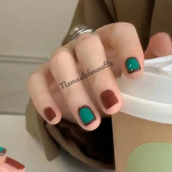 2/$16 Boho Brown Green Press On Nails - Picture 10 of 17